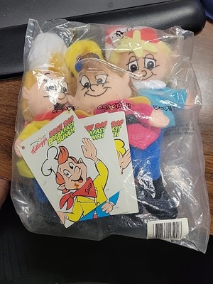 Kelloggs Snap Crackle Pop Plush Dolls Breakfast Cereal Toy Dolls Vintage 1997