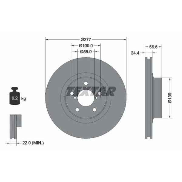 Textar 2X Bremsscheibe Vorne Ø277 InnenbelüFtet FüR Subaru Forester Sh_ 2.0 AWD-image
