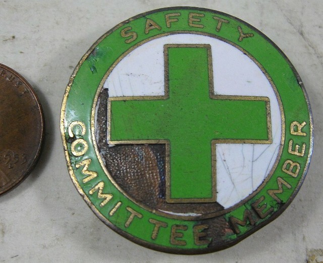 Vintage Safety Committee Member Green Cross Pin eBay