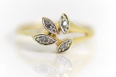 Damen Gelbgoldring 585 – 14kt Floral Blume Ellipse Diamaten zus. 0,08ct,  Rg. 54 - Bild 1 von 4