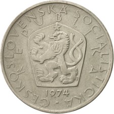 #420601 Coin, Czechoslovakia, 5 Korun, 1974, AU(50-53), Copper-nickel, KM:60