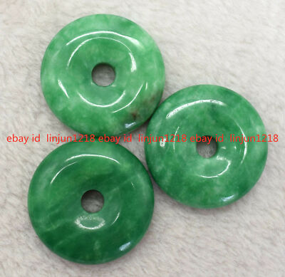 Vintage Natural Imperial Green Jade Circle Donut Pendant Lucky Amulet 25/30/35mm