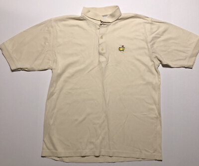 Mens Augusta National Golf Shop  White 60's Two Ply Mercerized Polo Shirt Medium