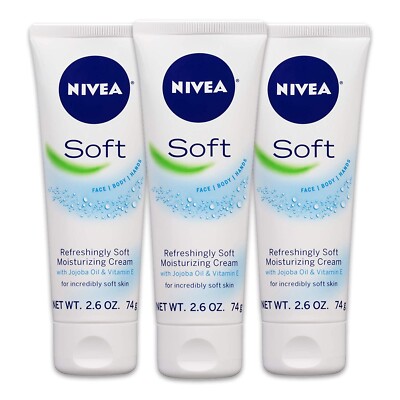 NIVEA Soft Moisturizing Crème Pack of 3, All-In-One Cream For Body Face and Hand