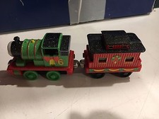 Diecast Holiday Percy and Caboose for Thomas  Friends Take N Play or Take Along