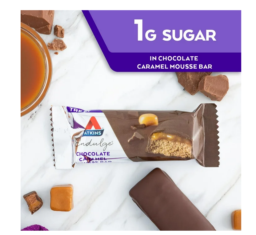 Atkins Endulge Chocolate Caramel Mousse Bar Low Sugar High in Fiber 6/5