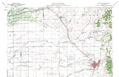 Lincoln Quadrangle, California 1953 Topo Map USGS 15 Minute Topographic