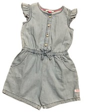Short barboteuse chambray bleu bout à volants une pièce 5t neuf fille volants