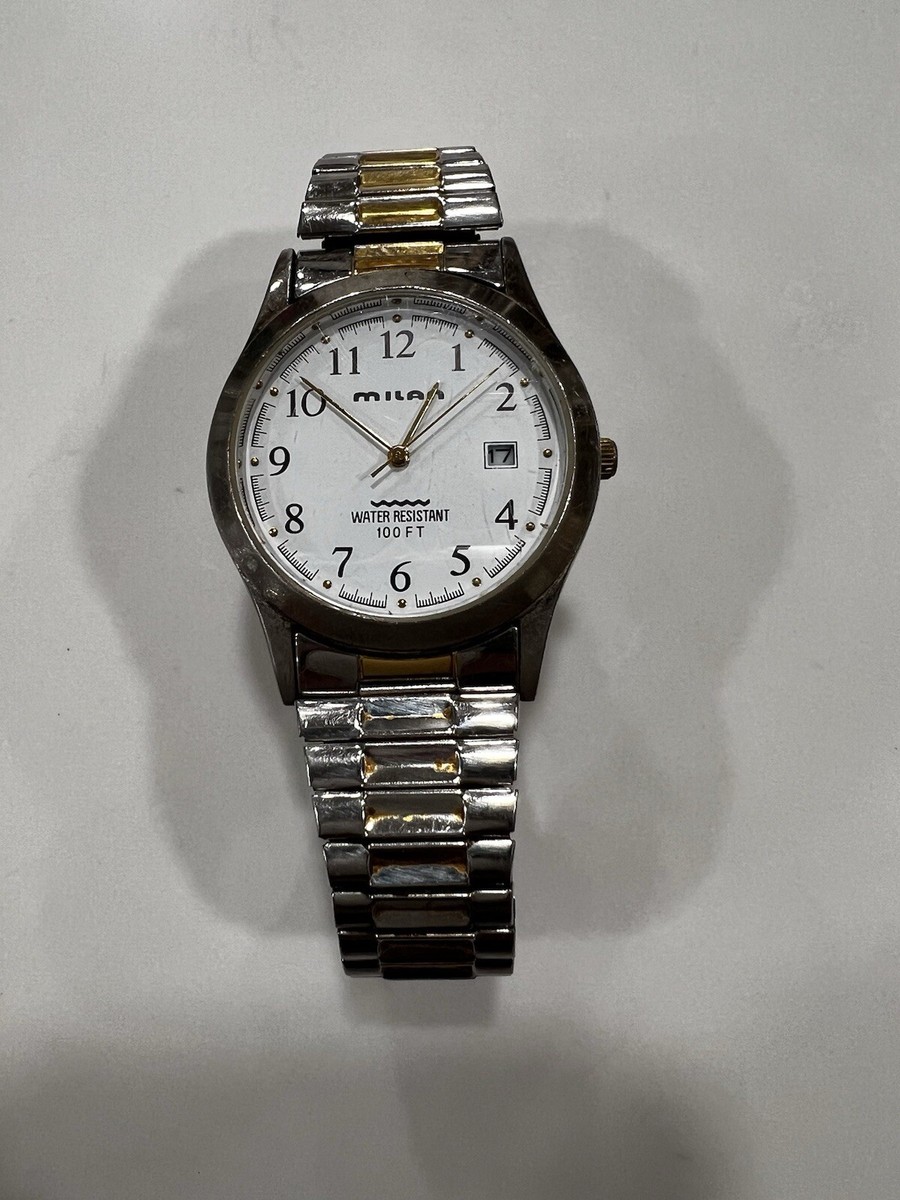Vintage Men\'s Milan Analog Quartz Watch MLN1002 Stainless Steel Japan Mov\'t Milan Analog Quartz Watch MLN1002 Black & Gold W/ Diamond  main image 3