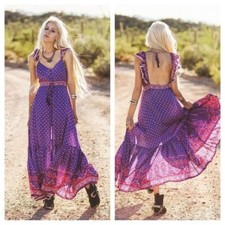 Spell and the gypsy / sunset road frill maxi dress gown purple royale XS rare