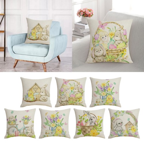 Easter Bunny Pillow Cover Bedroom Sofa Headboard Pillow Cover Linen