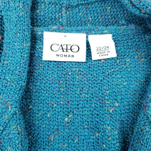 Cato Women's Size 22/24 Green Knit Open Front Cardigan Sweater - Picture 2 of 9