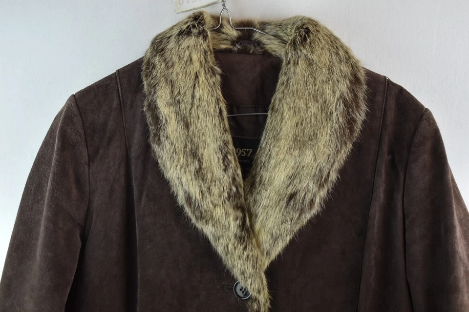 Firenze 1957 Womans Leather Suede Button Brown Jacket Size M Vintage - Image 2 of 4