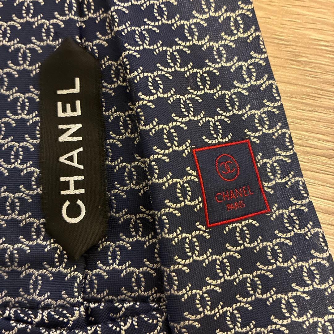 CHANEL Coco Mark Necktie Navy Silk Luxury Authentic for Men Formal Dress thumbnail 3