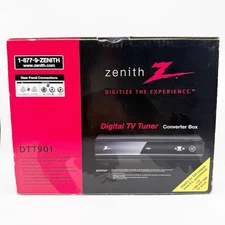 Zenith Digital TV Tuner Converter Box DTT901 Open Box With Cables- NO REMOTE