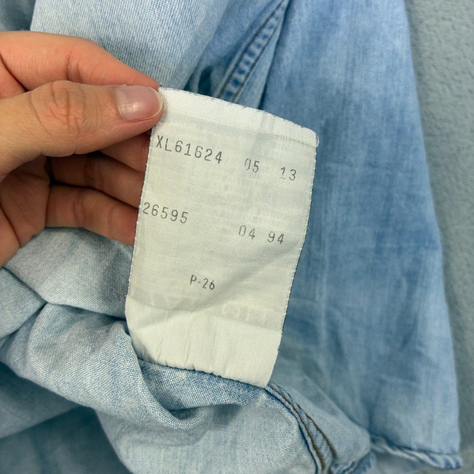 VTG Levi's 1990's Light Blue Denim Western Size XL Stud Button Long Sleeve Shirt image 8