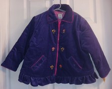 VTG Baby Togs Purple Quilted Embroidered Ruffles Coat 4T Flowers NWT Cute
