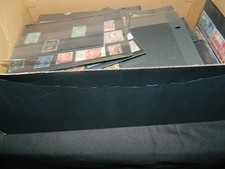 GB STAMPS COLLECTION ON CARDS IN SHOEBOX QV-QEII INC. 4 MARGIN 1d BLACK ETC.