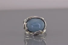 HAGIT GORALI Sterling Silver Oval Blue Quartz Organic Band Ring Israel 925 Sz: 7