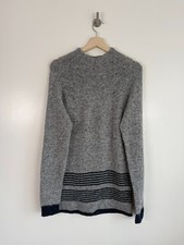 Celtic & Co Jumper Wool XS Grey Striped Donegal Fleck Rustic Boho Nordic Warm