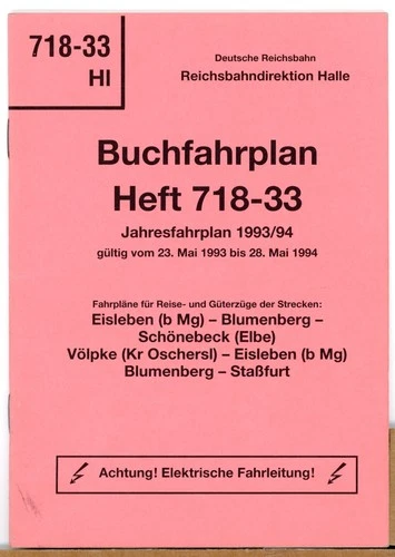 Book timetable 718-33 HL / 23.05.1993 - 28.05.1994 Hall