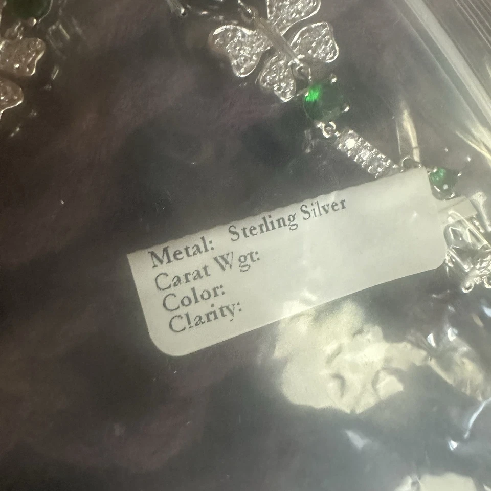 Sterling Silver/emerald Gemstone Necklace, earrings, And Bracelet Set Unopened - Изображение 4 из 4