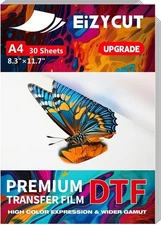 DTF Transfer Film - A4 30 Sheets 8.3"x11.7" Double-Sided 30 Sheets, white 