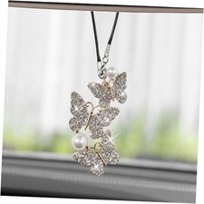 Bling Butterfly Diamond Car Hanging Accessories, Crystal Rear View Sliver