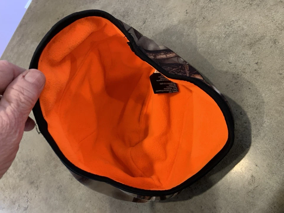 Huntworth Mossy Oak Camo Orange Reversable Winter Beanie w Ear Flaps Sz L/XL - Image 4 of 4