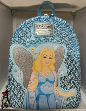 Loungefly Exclusive Blue Fairy Sequin Mini Backpack Pinnochio LIGHT UP WAND! NWT