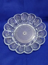 Vintage Indiana Glass Relish Deviled Egg Tray Dish Platter Hobnail  Plate 11"