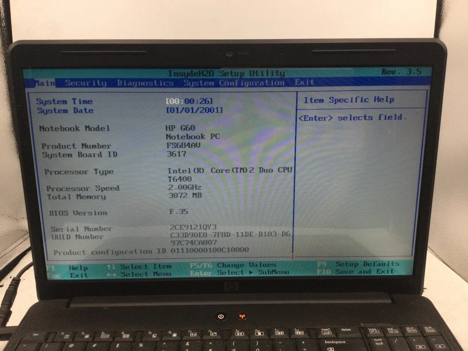 HP G60 LAPTOP - BOOTS TO BIOS - INTEL CORE 2 DUO - 3GB RAM - READ DESCRIPTION-BB - Image 2 of 4