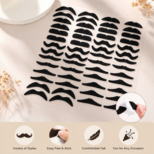 48PCS Fake Mustache Costume Beard Photo Booth Props Party Halloween Dress Up Set