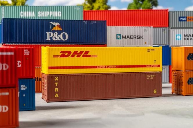 Faller 40\' Container DHL und XTRA 182056