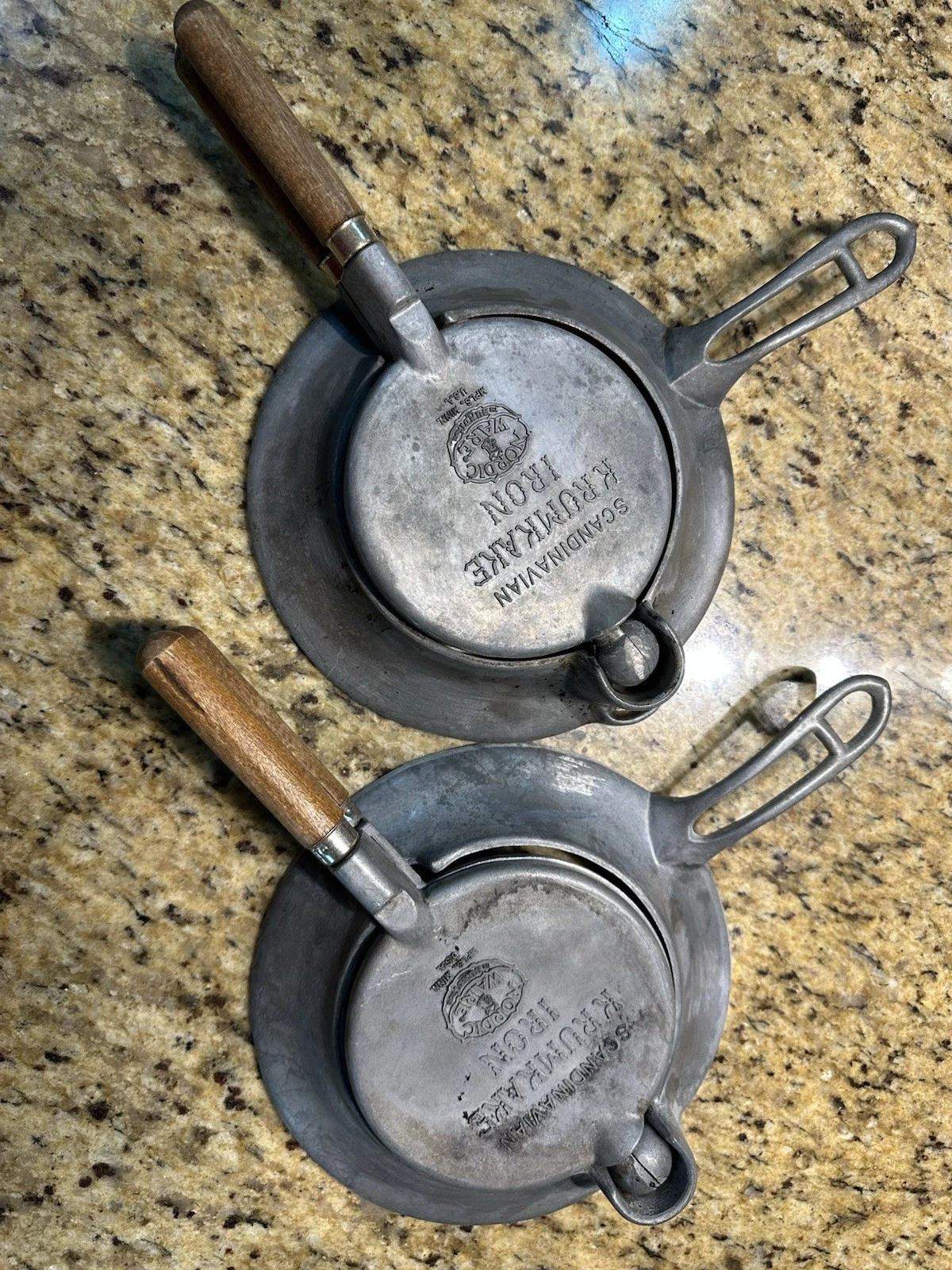 2 Scandinavian Krumkake Irons Nordic Ware Aluminum Waffle Pizzelle Cookie Makers
