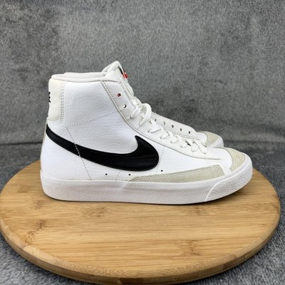 Nike Blazer Mid 77 Shoes Boys Size 5.5Y White Black Leather Sneakers DA4086-100