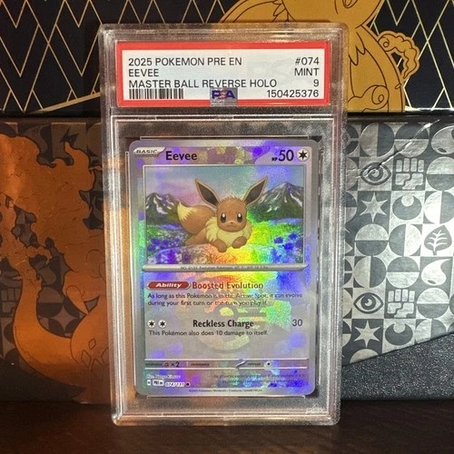 EEVEE MASTER BALL REVERSE HOLO  PSA 9 2025 POKEMON PRE EN-PRISMATIC EVOLUTIONS