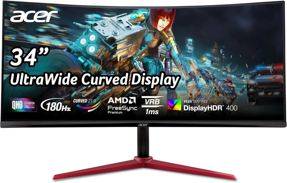 Monitor LED Gaming Acer Nitro V 34" Clase UW-QHD Negro - Reacondicionado