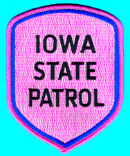 4" IOWA STATE PATROL POLICE  SHOULDER EMBROIDERED PINK PATCH
