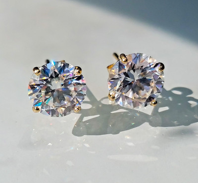 3 Karat zertifizierte Moissanit Ohrringe Ohrstecker. 14k massiv gold
