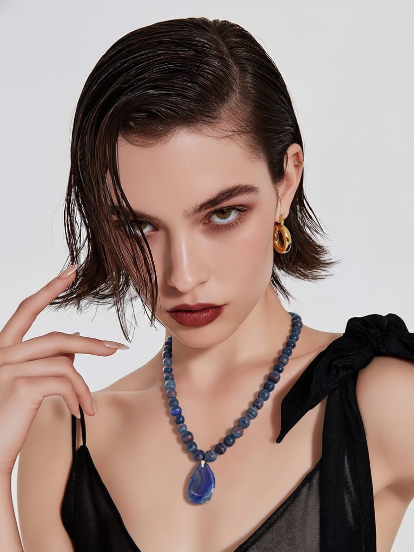 Bakelite Agate Silver 925 Lock  luxury necklace 