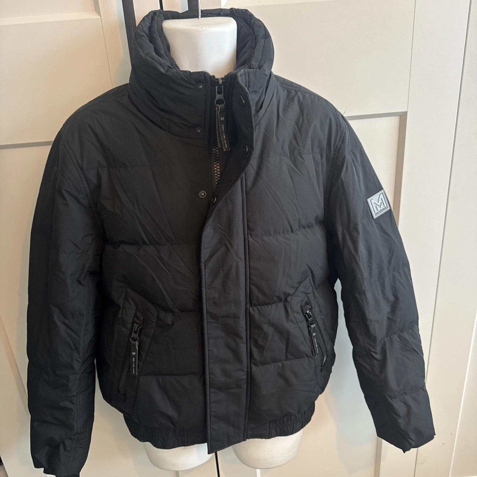 Marc NewYork Andrew Marc Men's Blackdouble Full Zip Jacket Size Small Coat Black