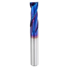 Spiral Router Bit,3/8"x1-1/8"x3"x3/8" 2-Flute End Mill,Blue Nano Coating