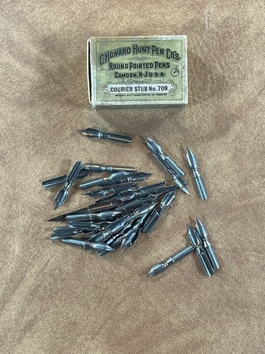 C. Howard Hunt Pen Co. Advertising Box & Nibs Courier Stub No. 709 1900's