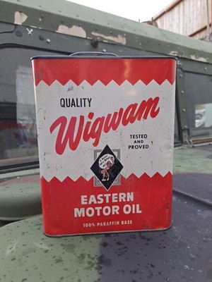 Vintage EASTERN WIGWAM MINTLINE Motor Oil 2 Gallon Can Tin Garage