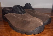 Bass Brown Leather Slip On Clogs Size 8.5