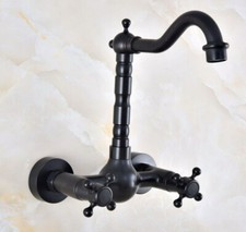 Black Finish Brass Swivel Spout Kitchen Sink Faucet Bathroom Basin Taps 2nf848