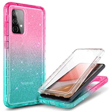 For Samsung Galaxy A42 5G Case 2 in 1 Transparent Glitter TPU Phone Back Cover