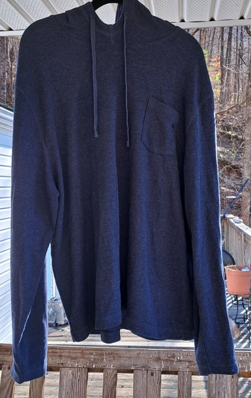 Ocean & Coast Men's XL Navy Pullover Long Sleeve Thermal Drawstring Hoodie