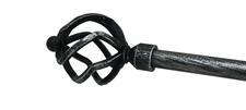 BASTONE TENDA IN FERRO BATTUTO SFERA SPIRALE EFFETTO RAME DA 110 A 220 CM.